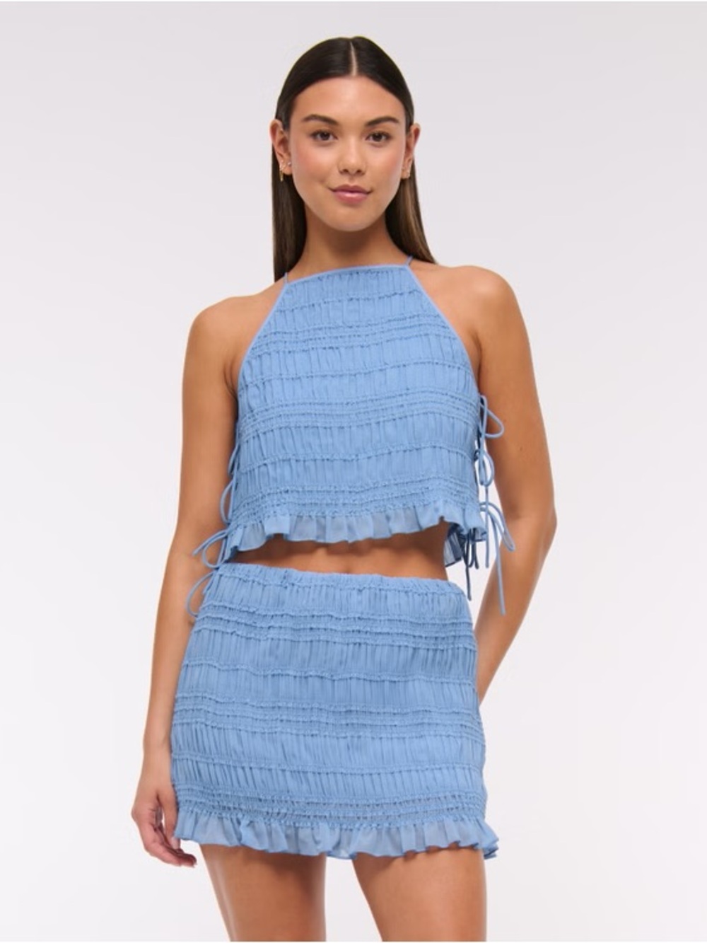 NWT Abercrombie & Fitch Light Blue Smocked Mini Skort and Tank set